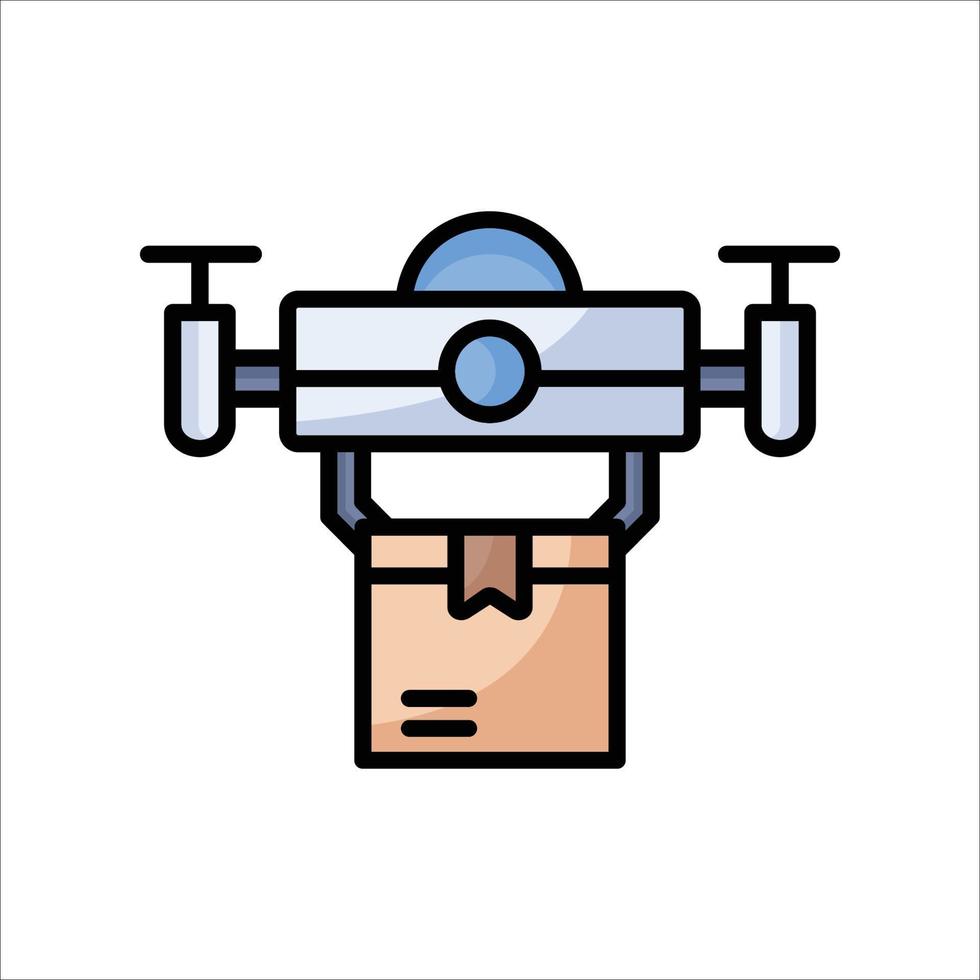 icône de couleur de contour de drone de livraison de colis vecteur