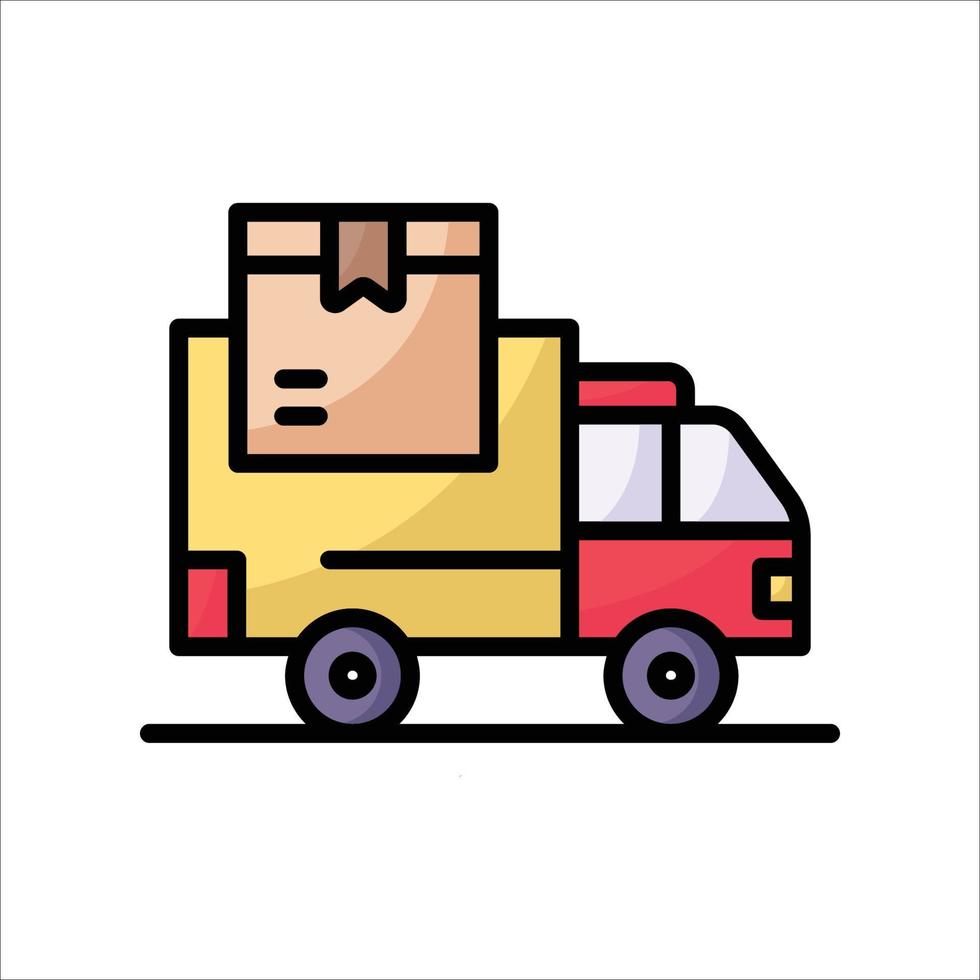 icône de couleur de contour de camion de livraison vecteur