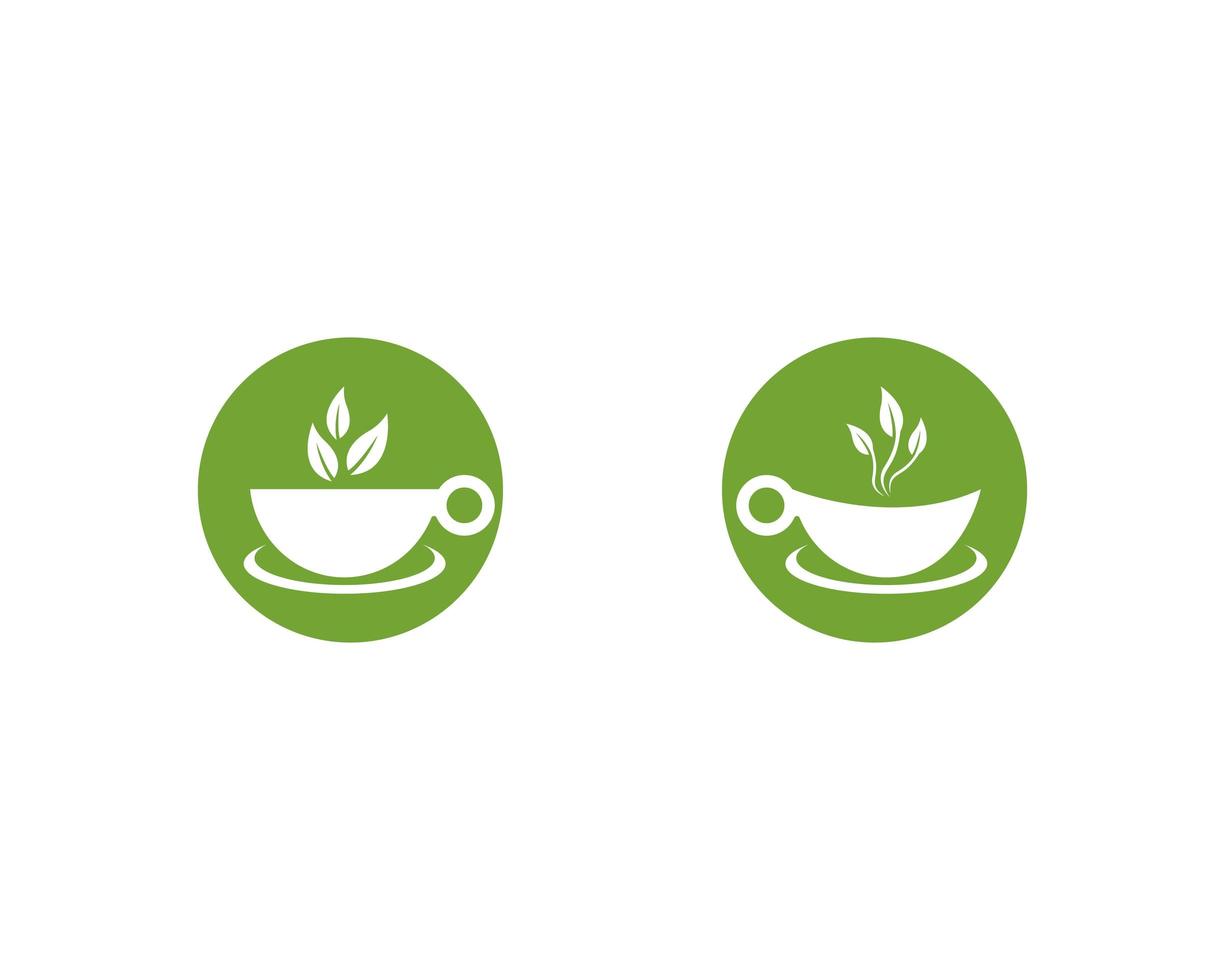 ensemble de logo de thé vert vecteur