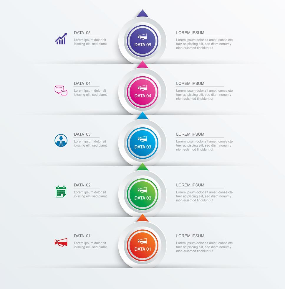 Modèle d'infographie et de chronologie en 5 étapes vecteur