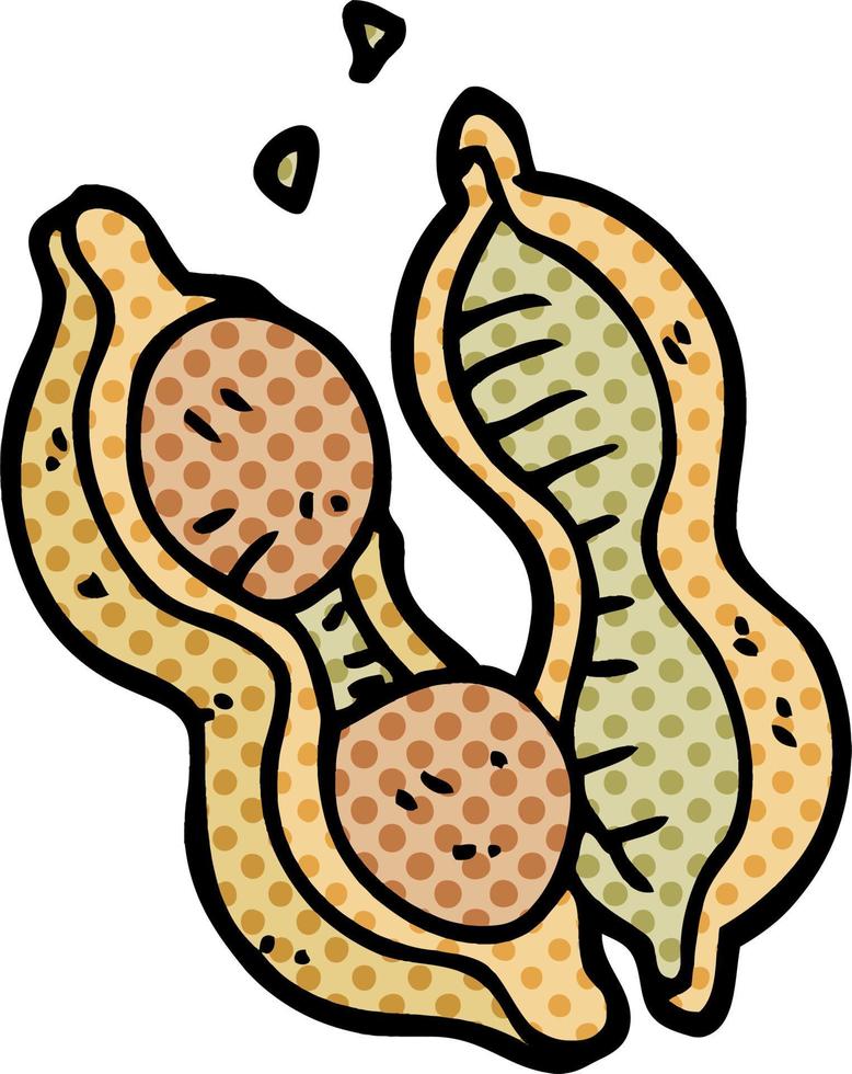 dessin animé doodle cacahuètes en coquille vecteur
