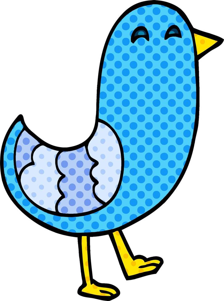 dessin animé doodle oiseau bleu vecteur