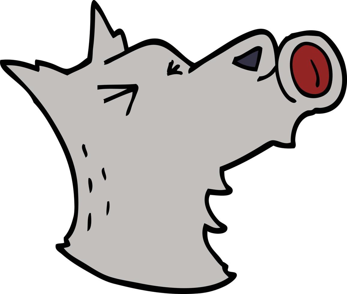 dessin animé doodle loup hurlant vecteur