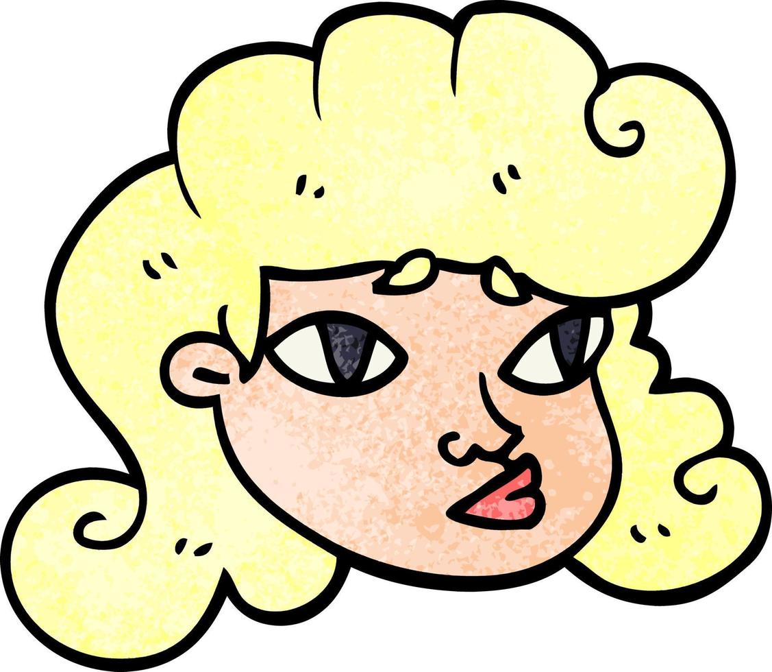 dessin animé doodle visage de filles blondes vecteur