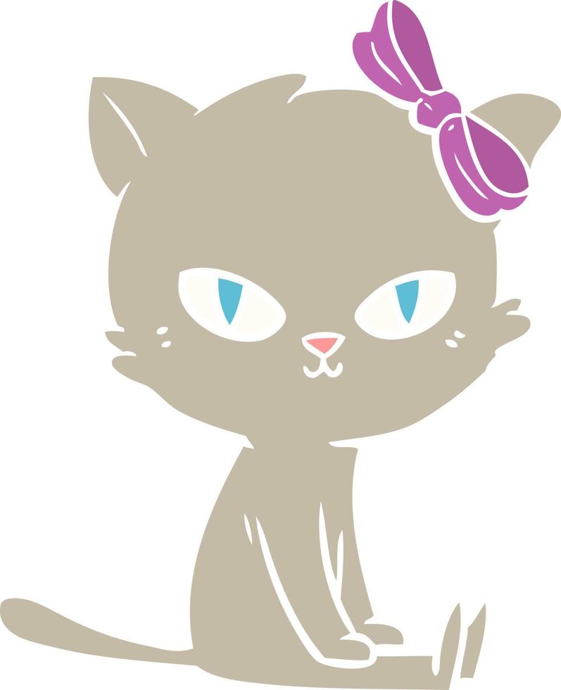 chat de dessin animé mignon style couleur plat vecteur