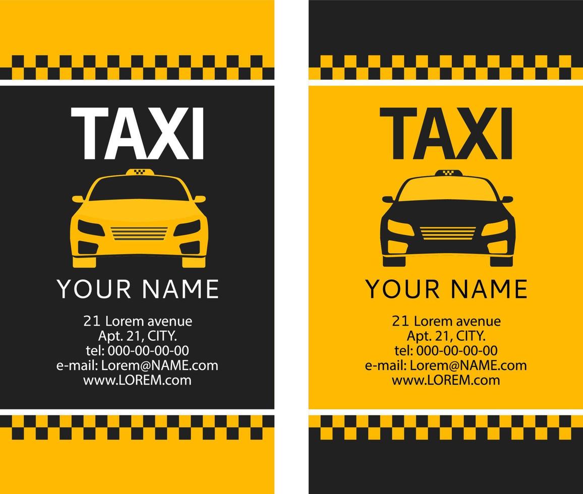 carte de visite du taxi. service d'un appel de la voiture de taxi. vecteur d'illustration plat.