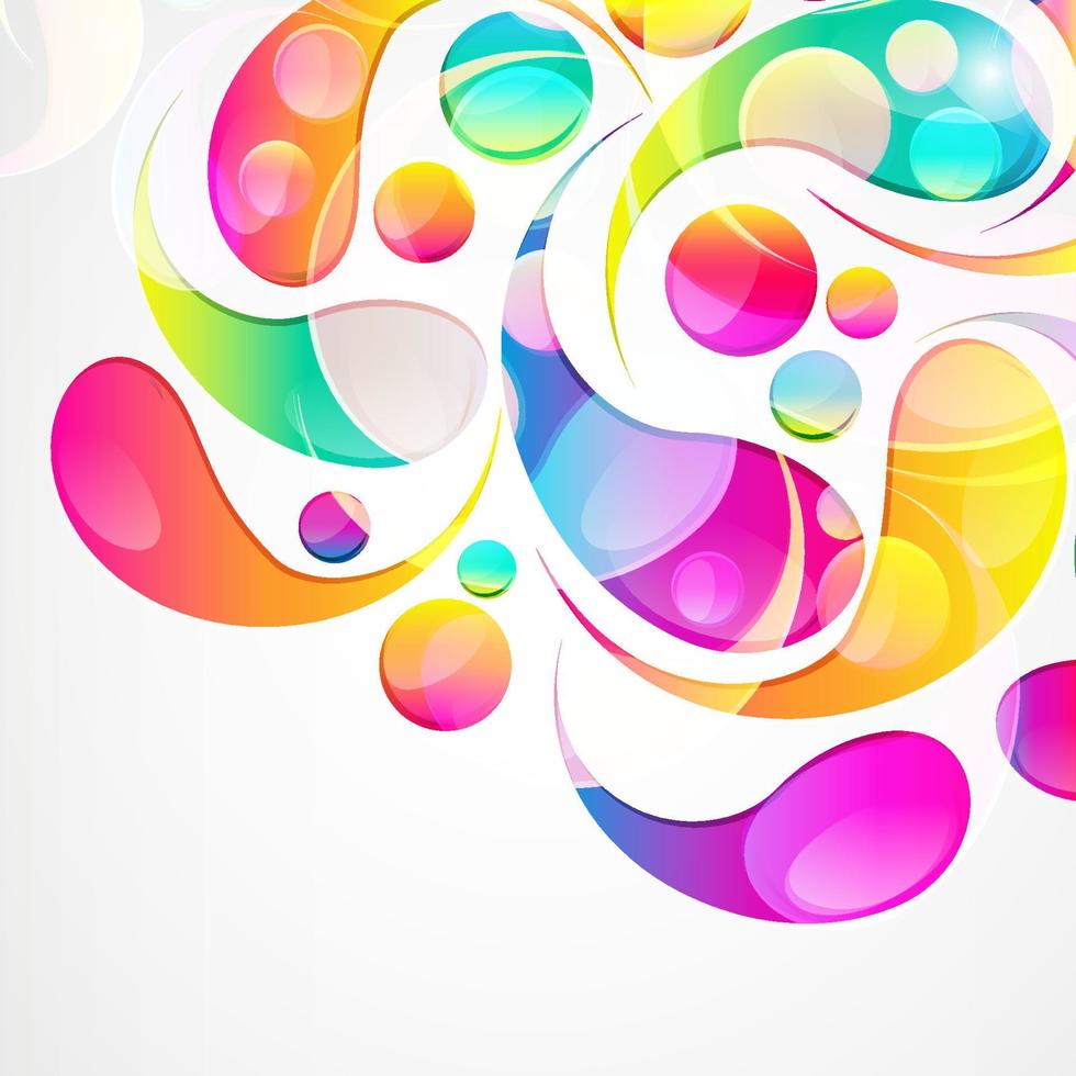 motif de goutte d'arc paisley coloré abstrait sur fond blanc. carte de conception de gouttes et de cercles colorés transparents. illustration vectorielle. vecteur