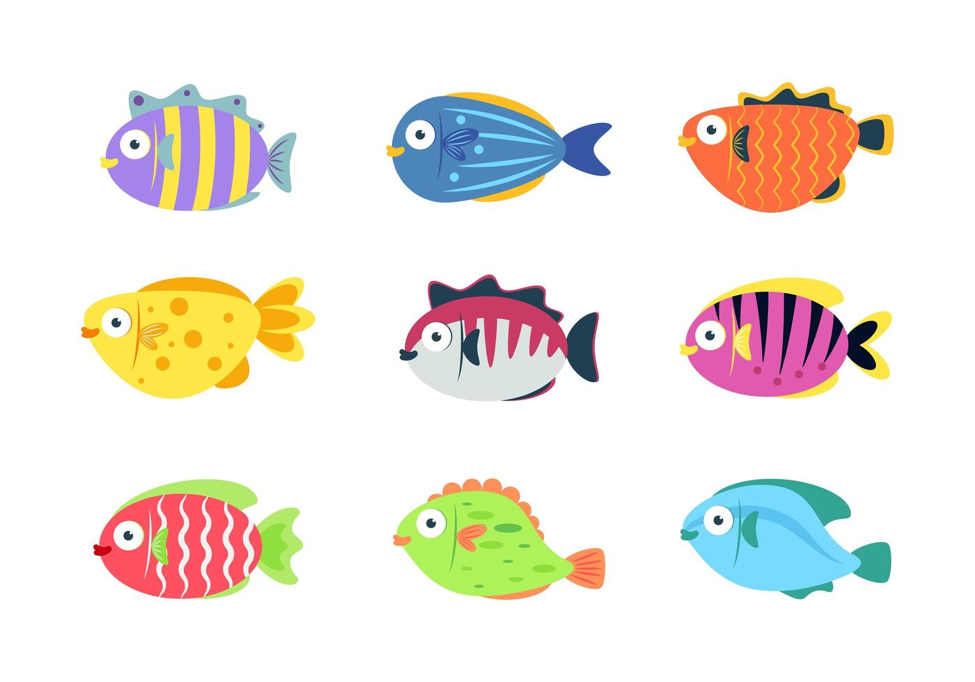 ensemble de poissons de dessin animé vecteur
