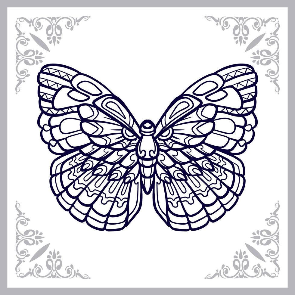 papillon mandala arts isolé sur fond blanc vecteur