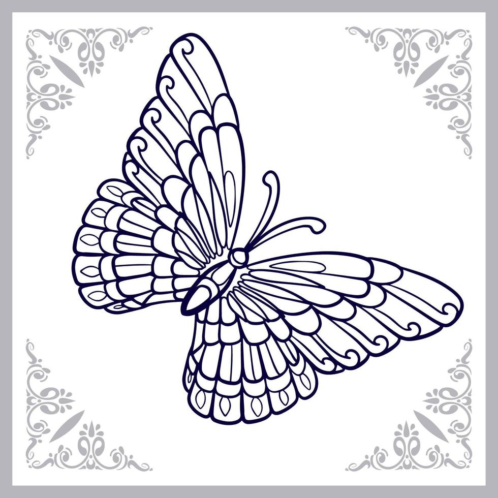 papillon mandala arts isolé sur fond blanc vecteur