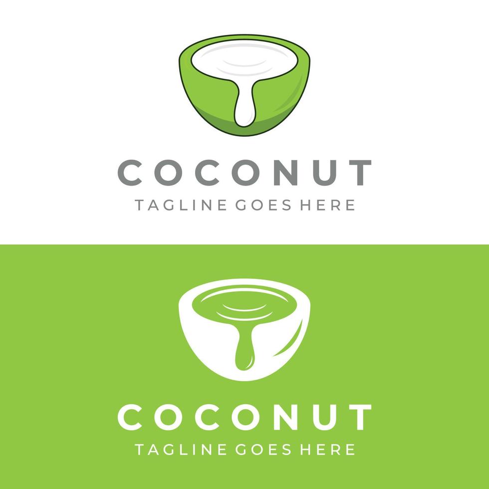 création de logo créatif jeune noix de coco fraîche naturelle. logo pour les produits de boissons à la noix de coco. entreprises et entreprises. vecteur