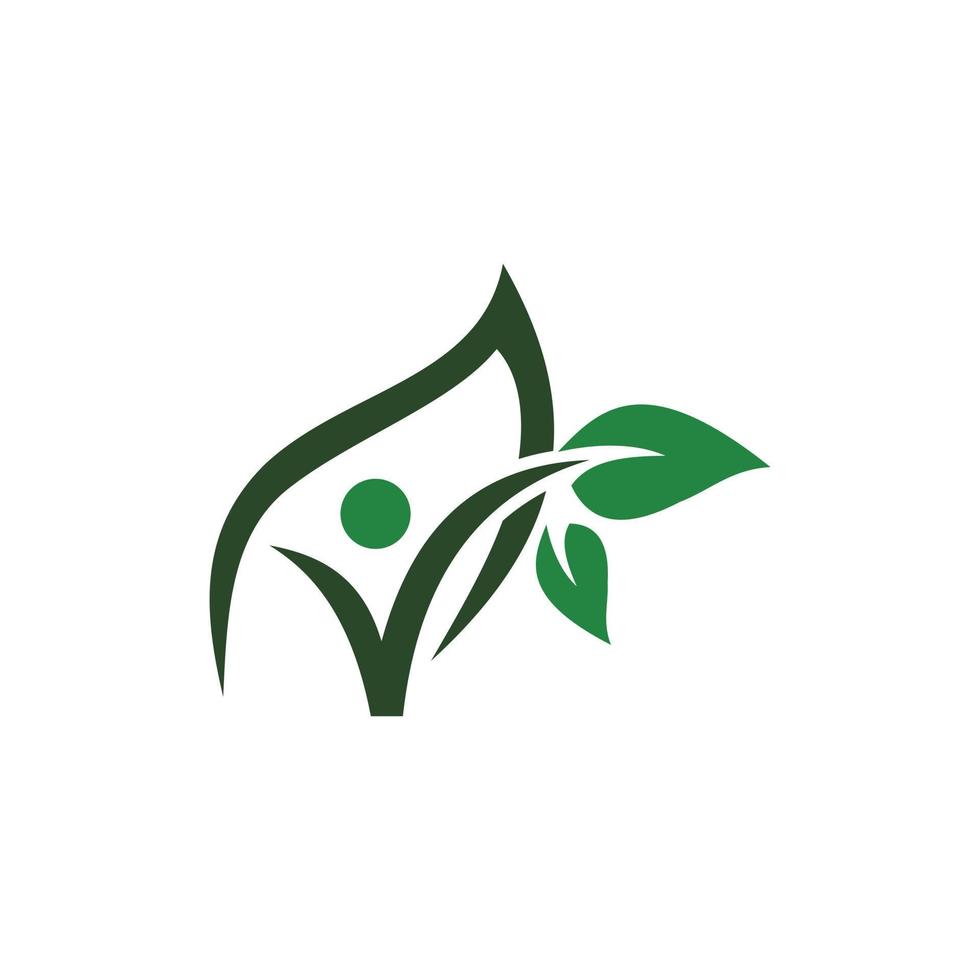 logo créatif de l'écologie de la nature de la feuille humaine vecteur