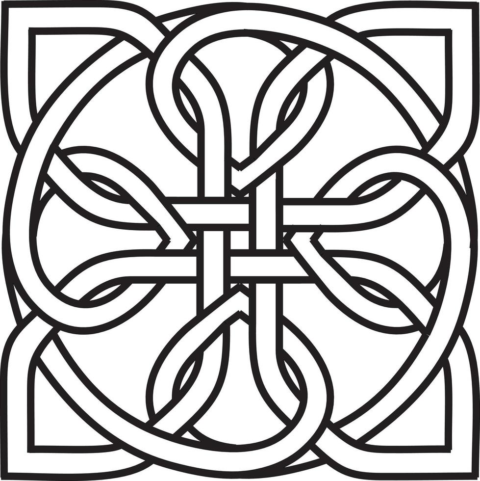 tatouage de noeud celtique médiéval. ornement de noeuds celtiques et irlandais. symbole celtique, icône de vecteur de forme de noeud sans fin, symbole d'unité d'esprit infini, graphiques de symboles tribaux de cercle païen isolés