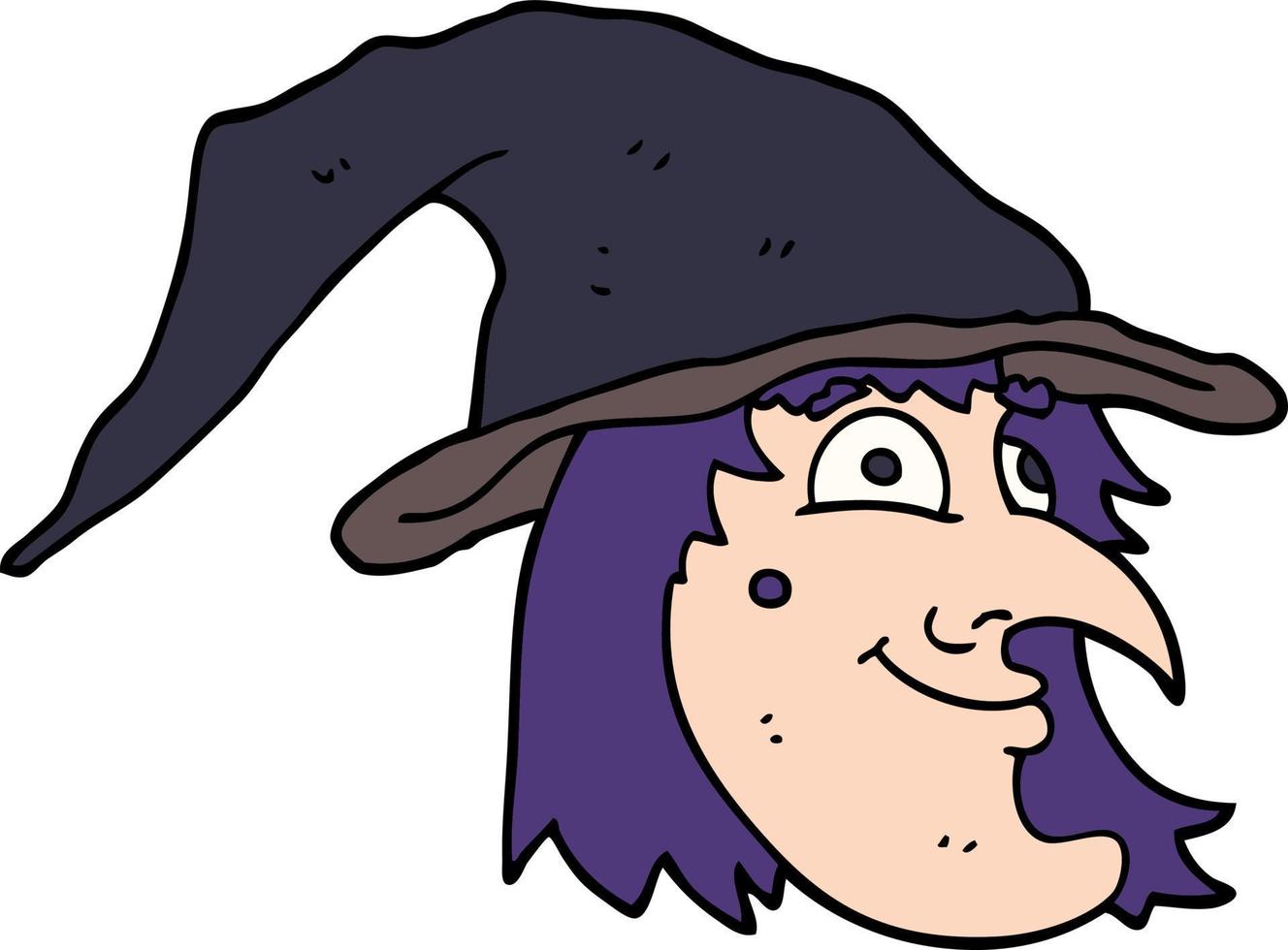 dessin animé doodle sorcière heureuse vecteur