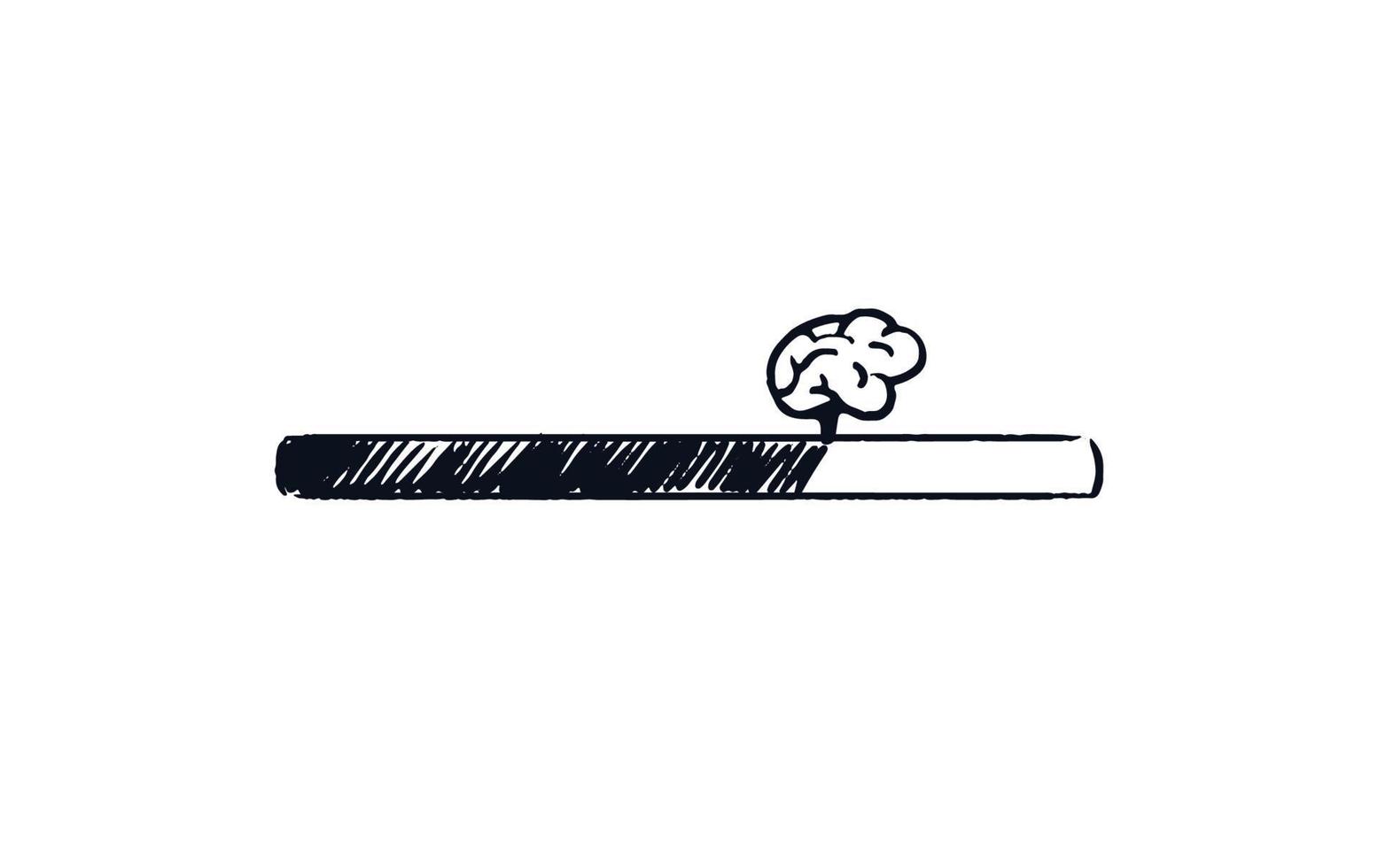 barre de chargement du cerveau de doodle. barre de progression dessinée à la main avec l'état de chargement du cerveau humain. barre de téléchargement de connaissances en noir sur blanc. esprit concept isolé illustration vectorielle. vecteur