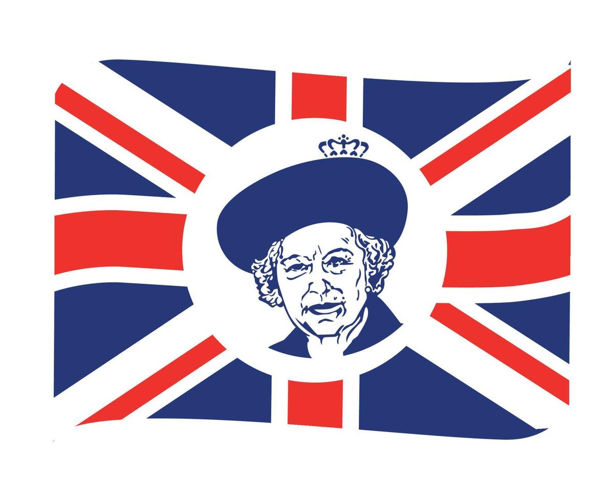 reine elizabeth visage portrait bleu avec ruban drapeau britannique royaume uni europe nationale emblème icône illustration vectorielle élément de conception abstraite vecteur