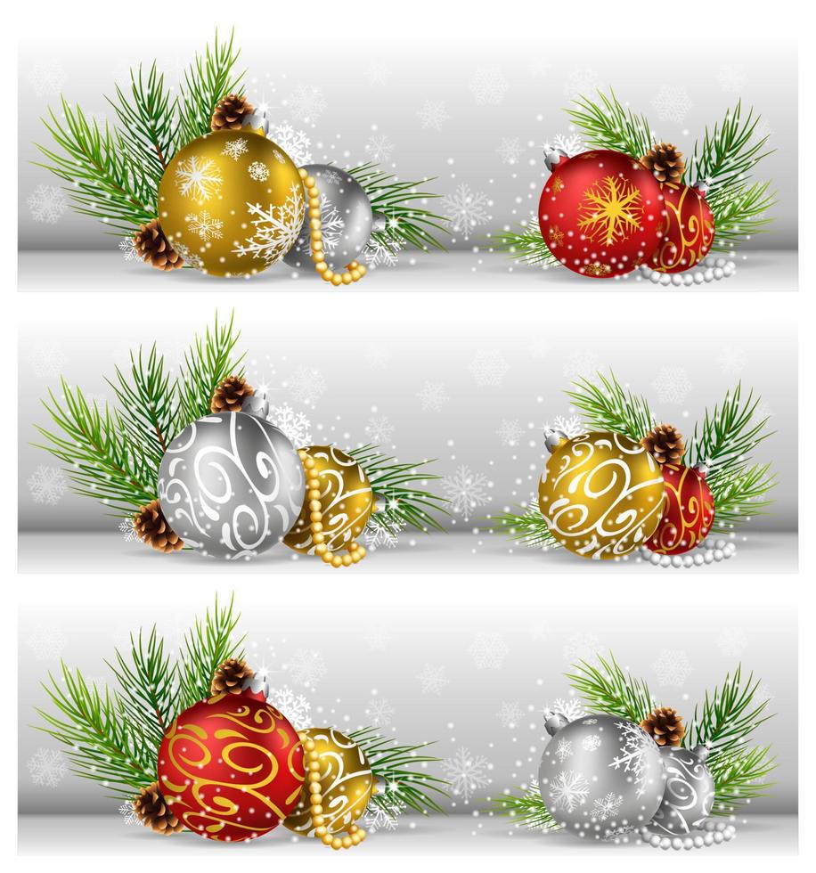 Décoration de Noël avec guirlande de sapins isolé sur blanc vecteur