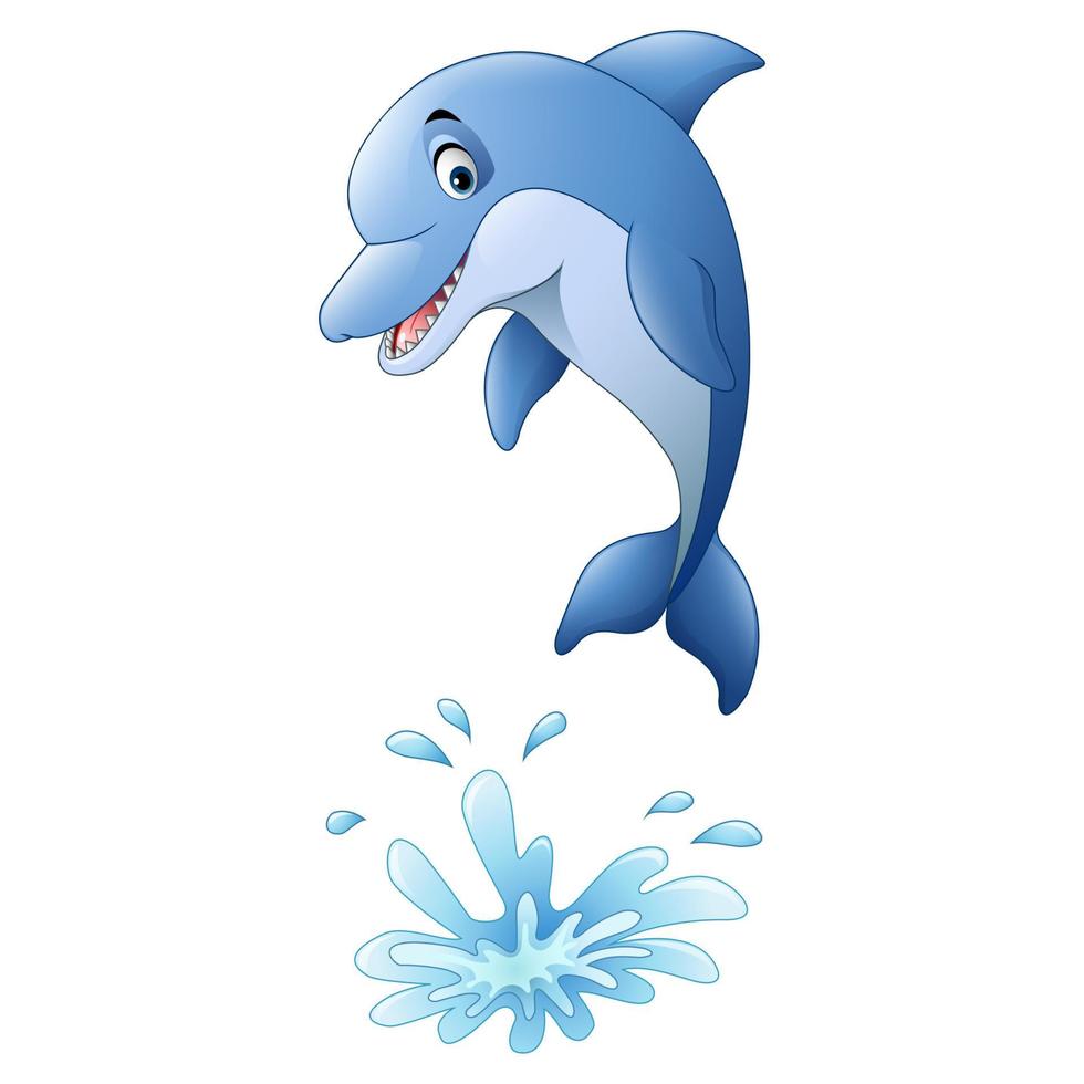 dessin animé mignon de dauphin vecteur