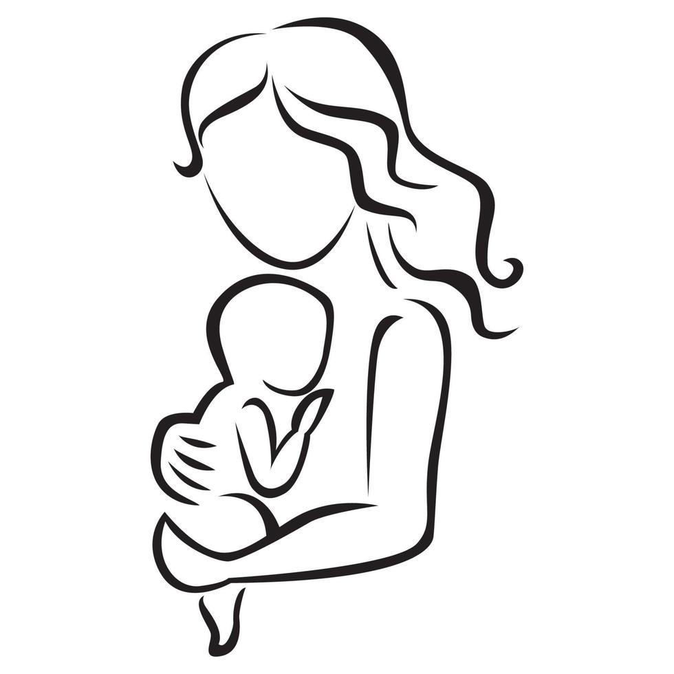 symbole de la mère qui allaite son bébé vecteur