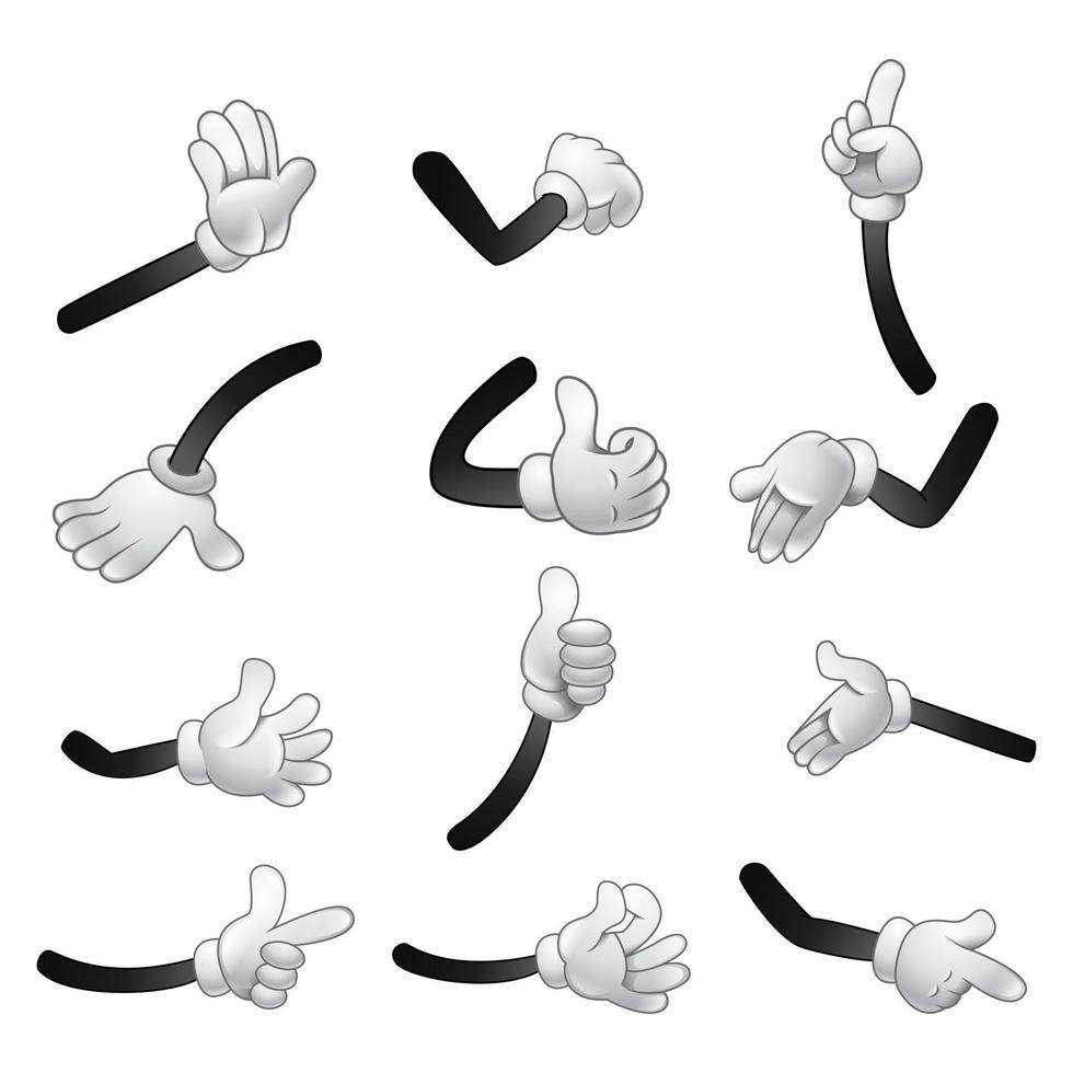 collection de gants de mains de dessin animé. illustration vectorielle vecteur
