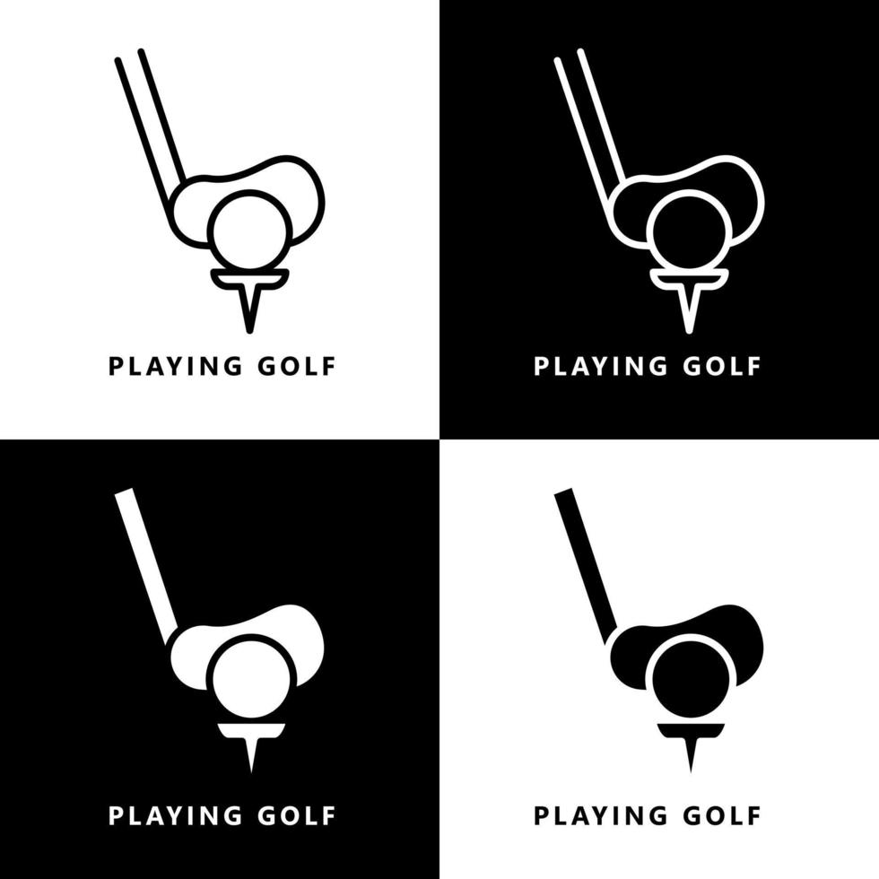 caricature d'icône de golf. logo vectoriel de symbole de sport de club de golf