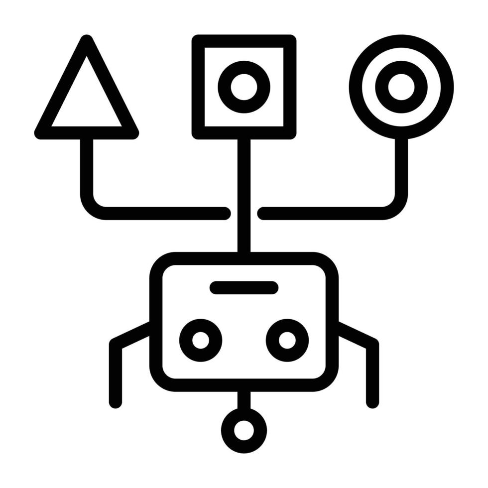 icône de contour à la mode du bras robotique vecteur