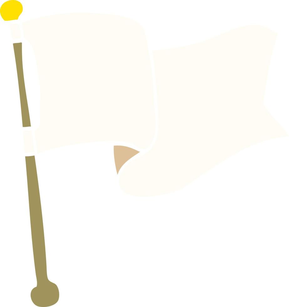 dessin animé doodle drapeau blanc agitant vecteur