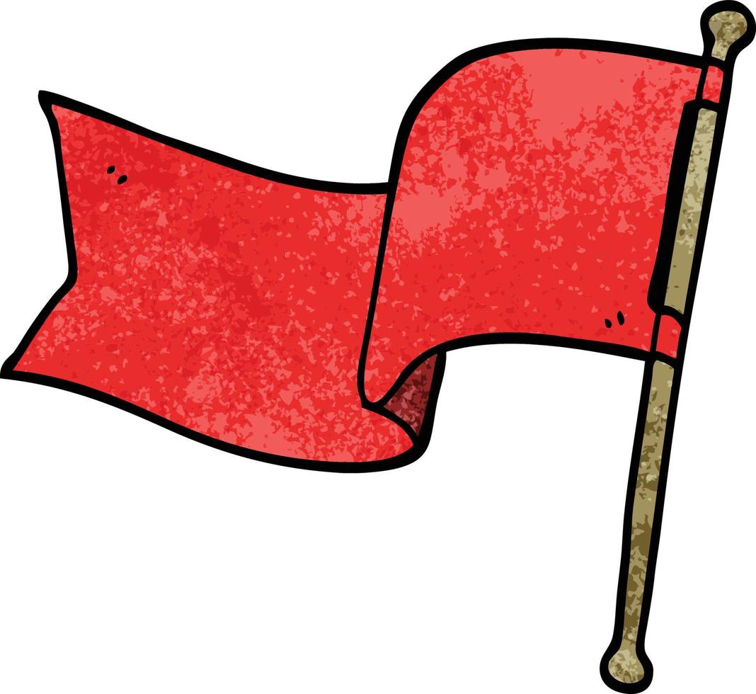 dessin animé doodle drapeau rouge vecteur