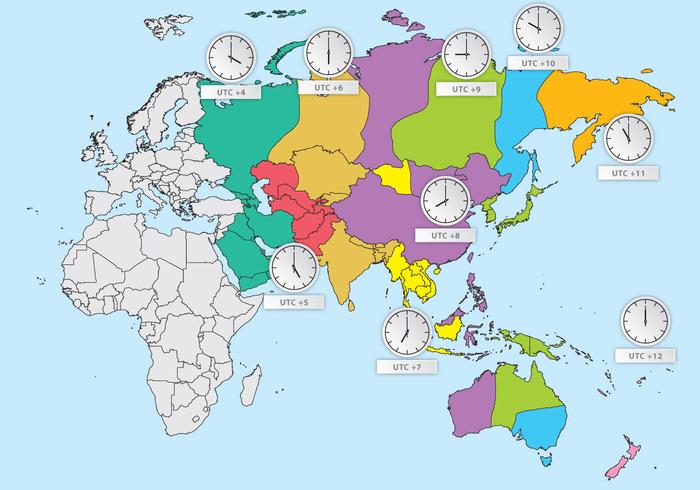 Horaires d'Asie vecteur