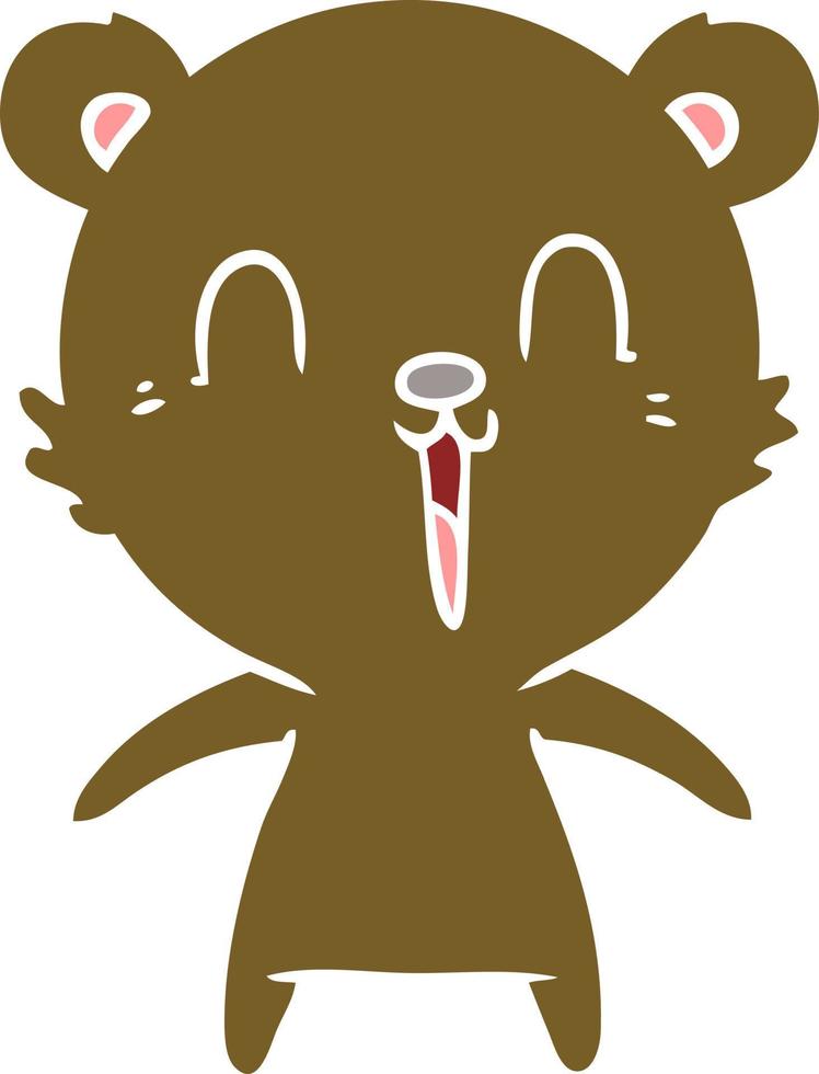 ours de dessin animé de style plat couleur rire heureux vecteur