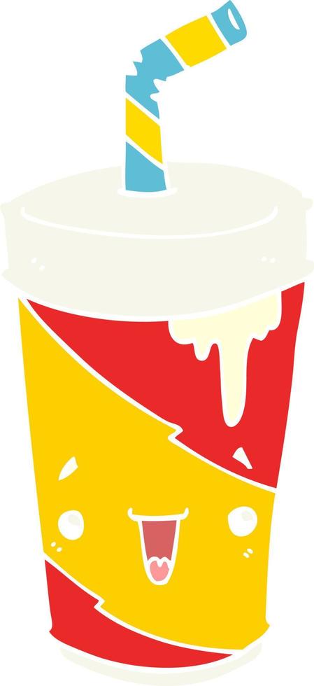 tasse de soda de dessin animé de style plat couleur vecteur