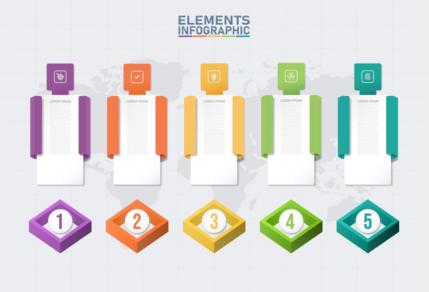 modèle d'éléments infographiques en couleur vecteur