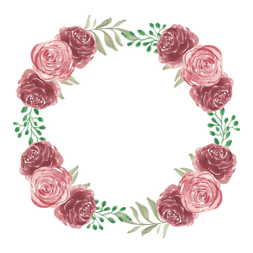 couronne de fleurs rose dans un style aquarelle vecteur