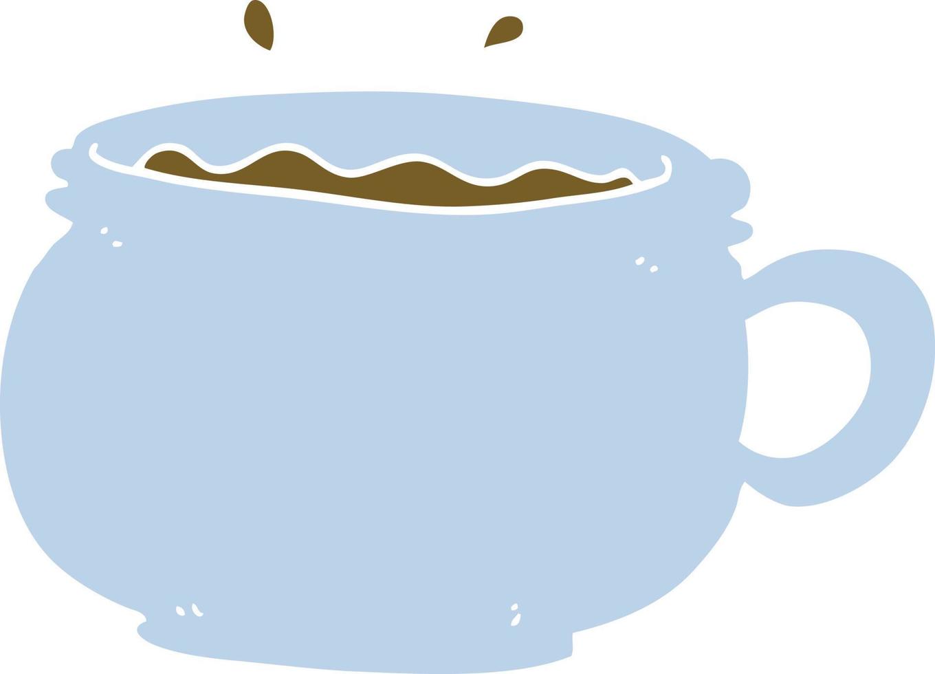 tasse de café chaude de dessin animé de style plat couleur vecteur