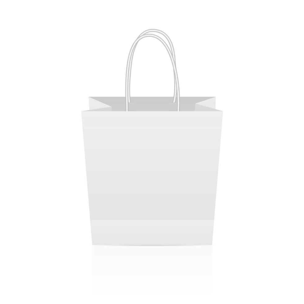 sac à provisions en papier vide isolé sur fond blanc. modèle réaliste pour maquette, paquet cadeau, magasins, etc. illustration vectorielle. vecteur