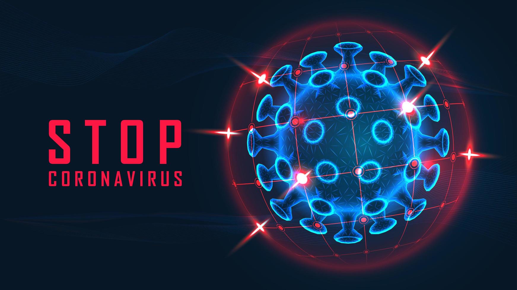 Arrêter le graphique du coronavirus avec une cellule bleue dans un globe rouge vecteur