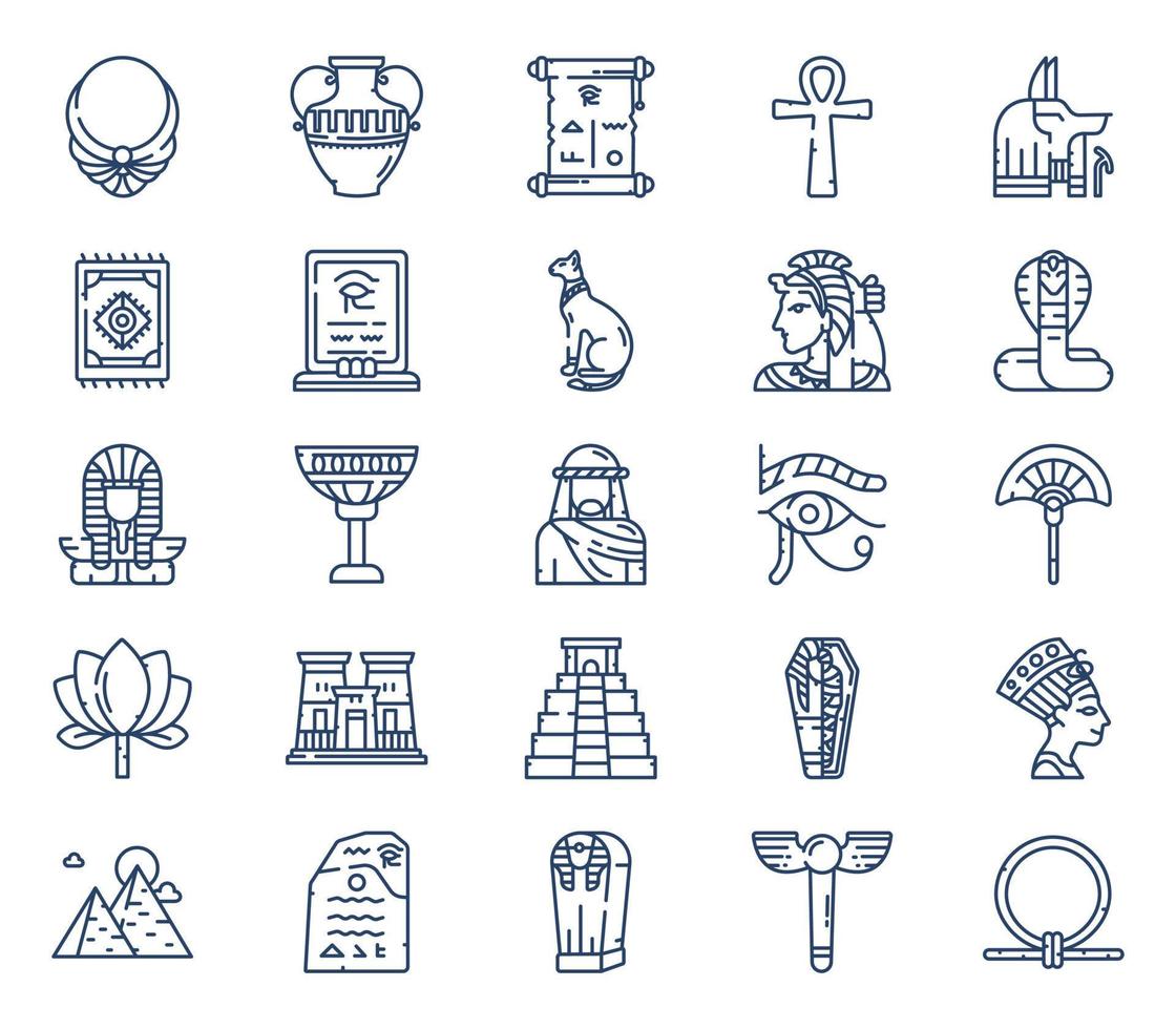 jeu d'icônes de symboles égyptiens vecteur