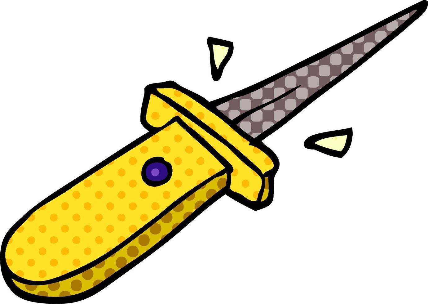dessin animé doodle flick couteau qui s'ouvre vecteur