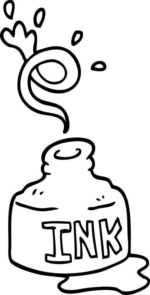 dessin au trait dessin animé bouteille d'encre renversée vecteur