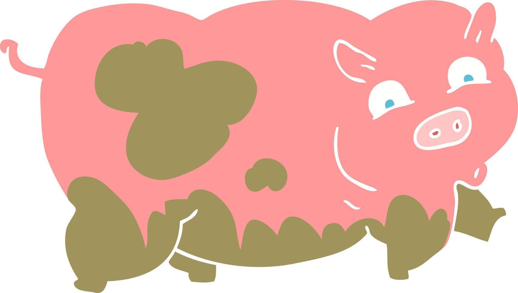 illustration en couleur plate d'un cochon de dessin animé vecteur