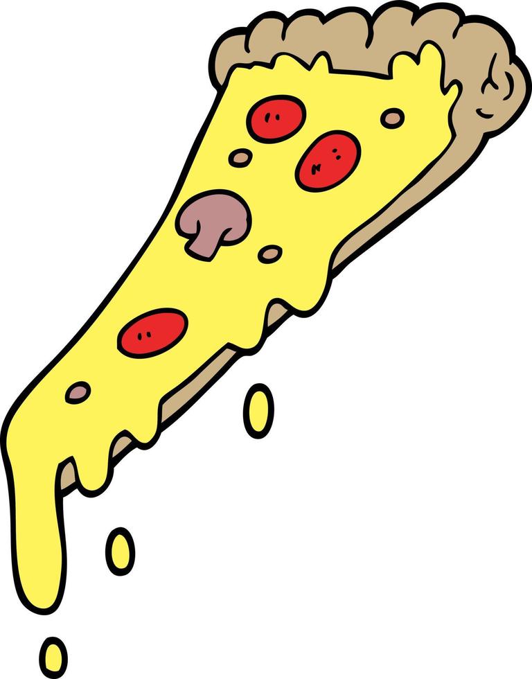 dessin animé doodle tranche de pizza vecteur
