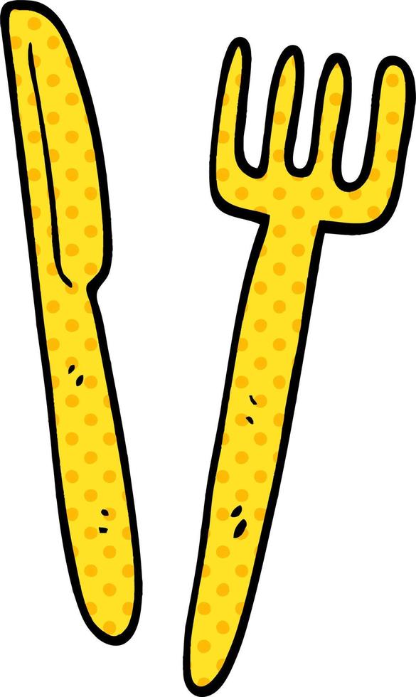 couteau et fourchette de dessin animé doodle vecteur