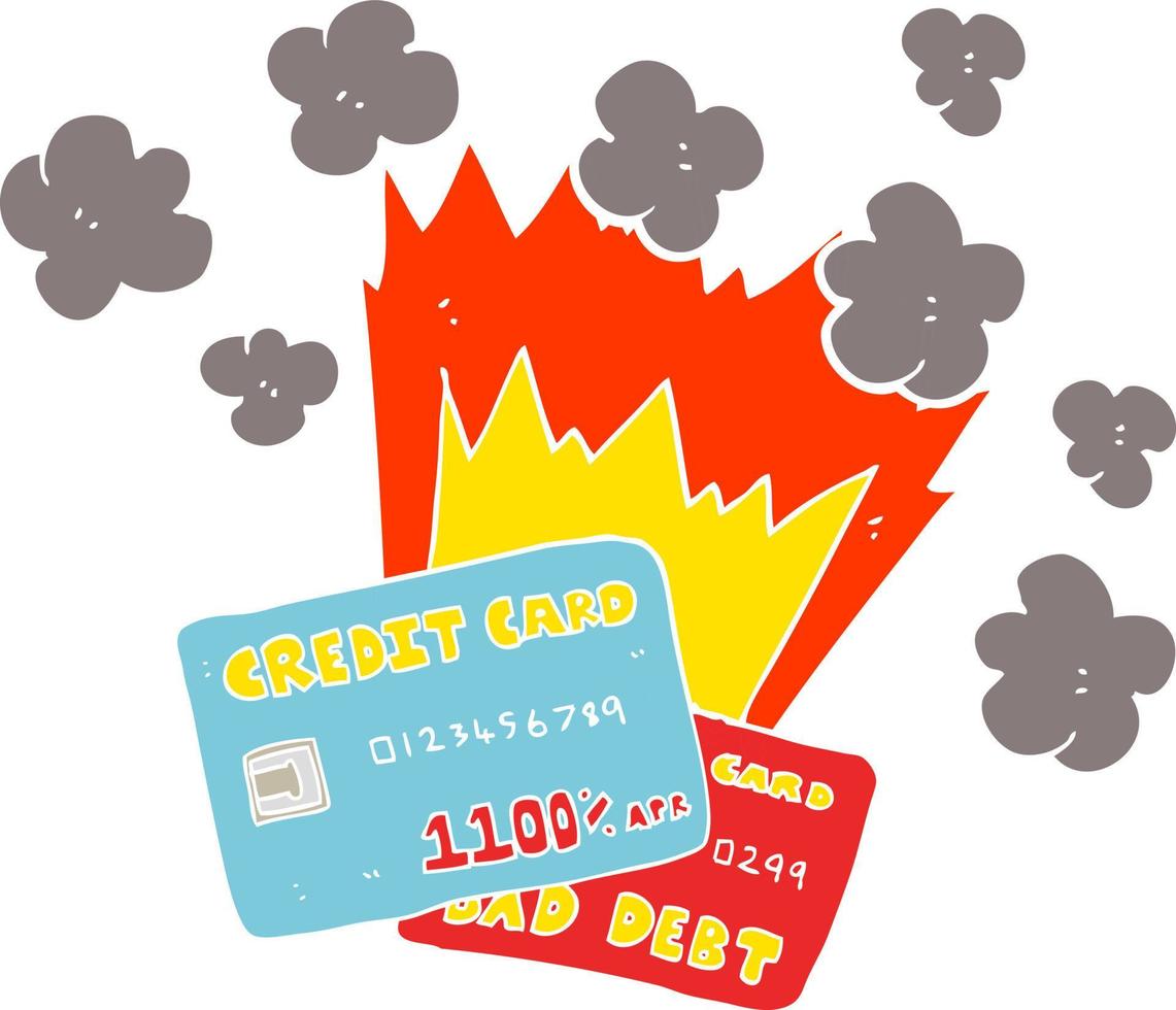 illustration en couleur plate d'une dette de carte de crédit de dessin animé vecteur