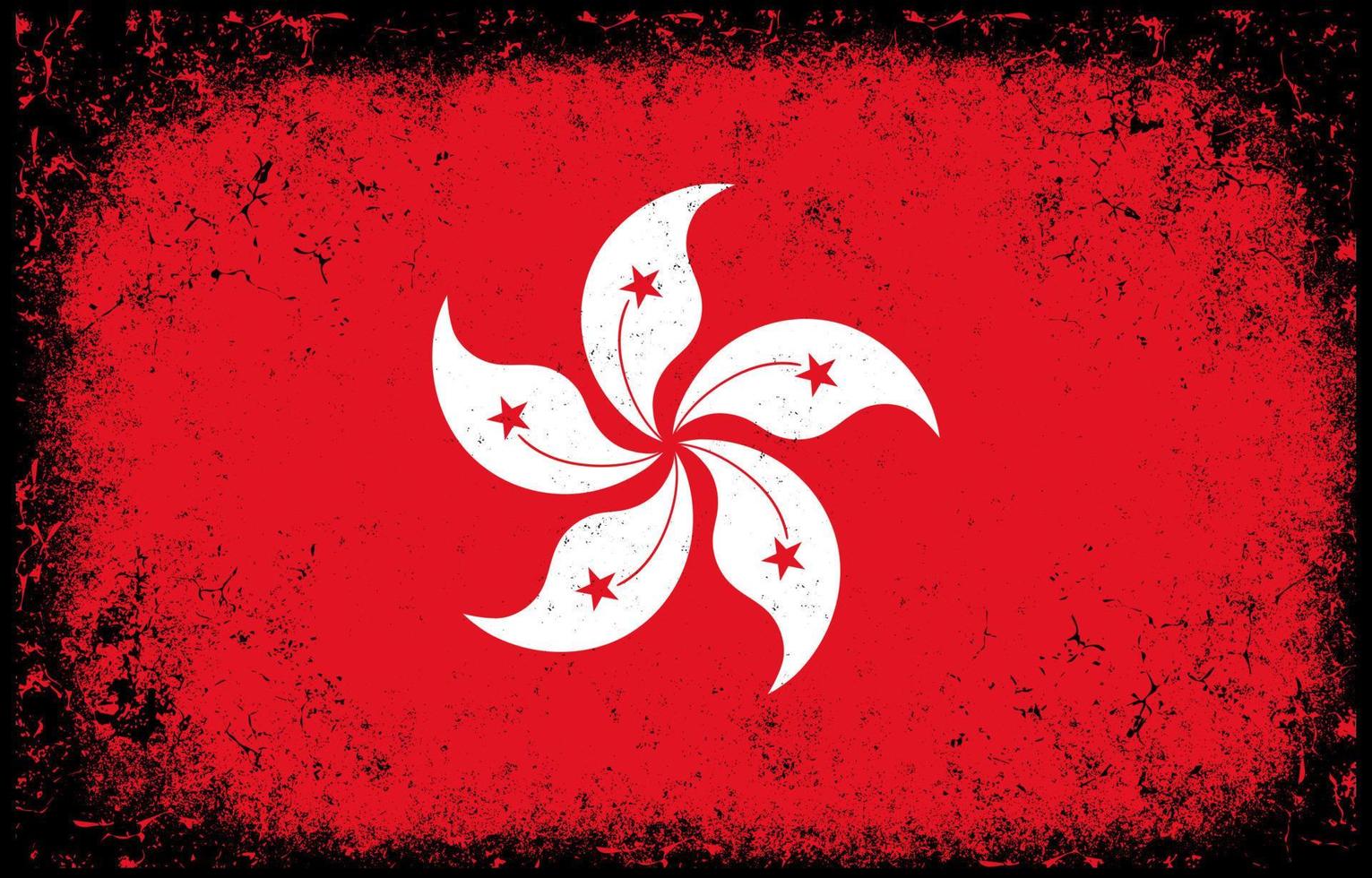 vieux, sale, grunge, vendange, hongkong, drapeau national, illustration vecteur