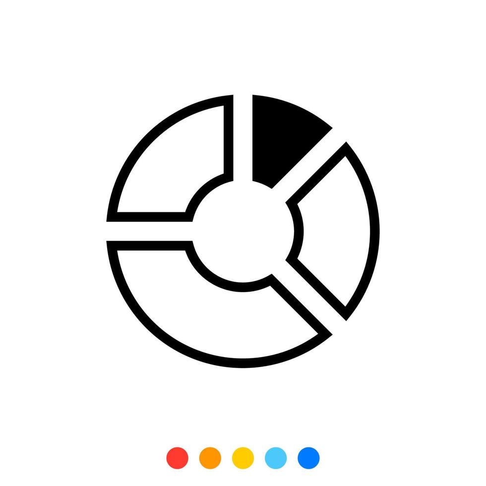 icône de graphique à secteurs, vecteur et illustration.