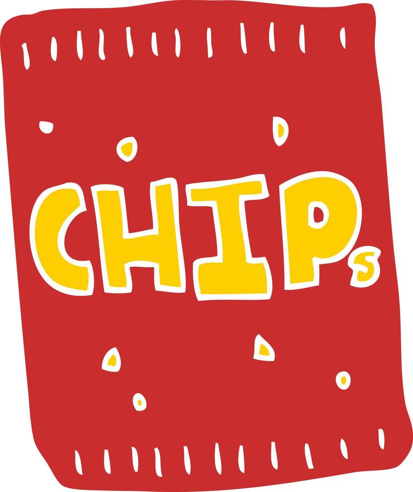 paquet de chips de dessin animé de style plat couleur vecteur