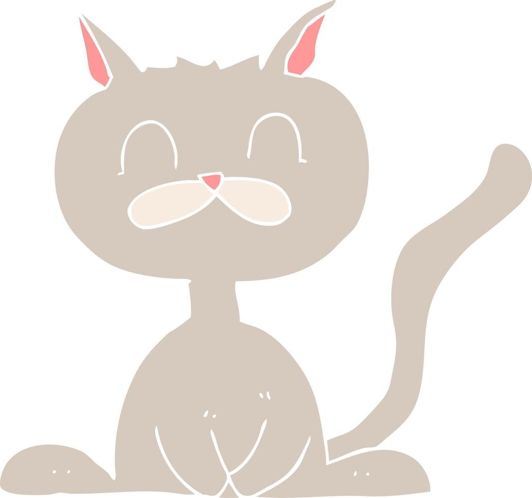 illustration en couleur plate d'un chat de dessin animé vecteur