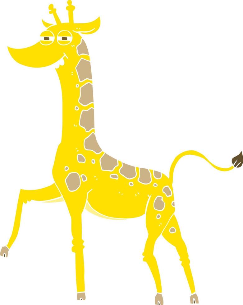illustration en couleur plate d'une girafe de dessin animé vecteur