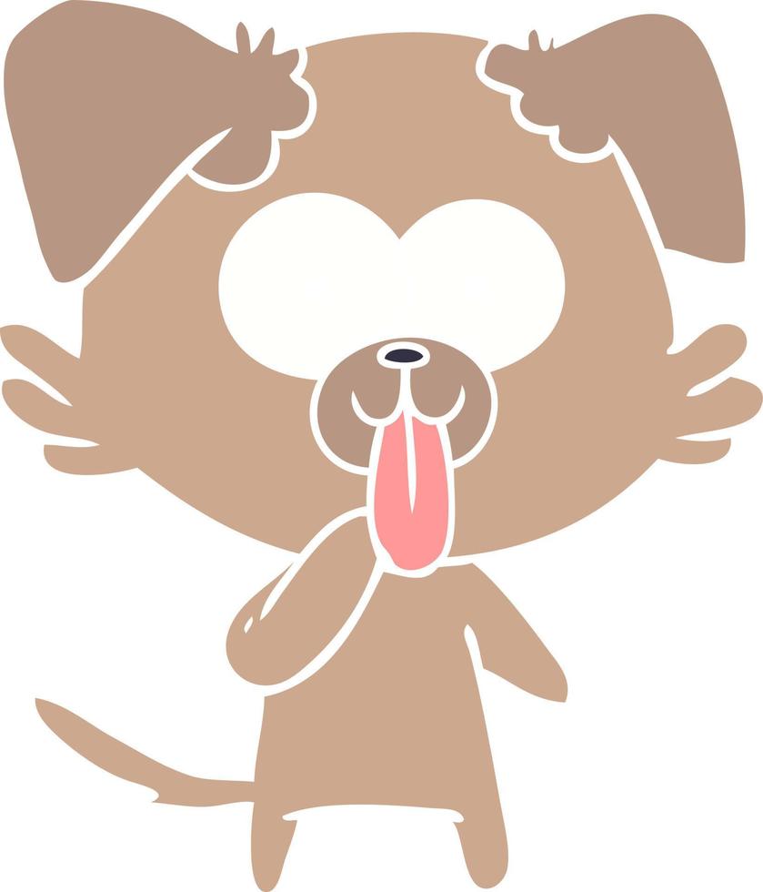 chien de dessin animé de style plat couleur avec la langue qui sort vecteur