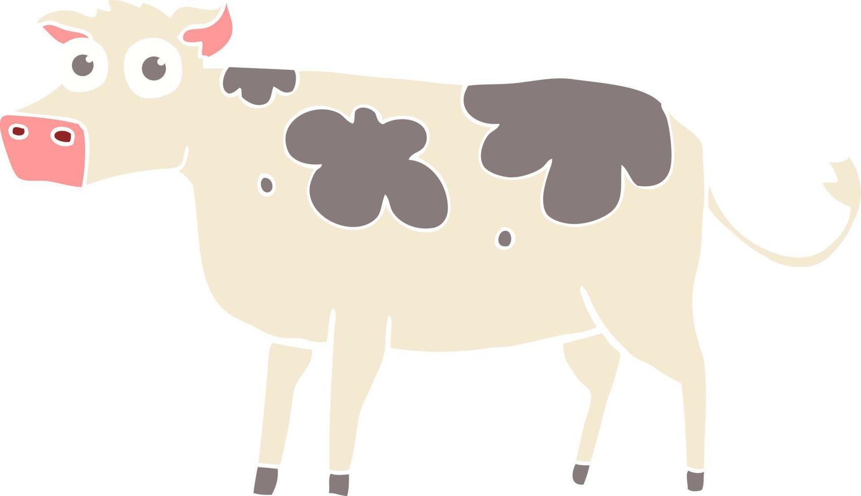 illustration en couleur plate d'une vache de dessin animé vecteur